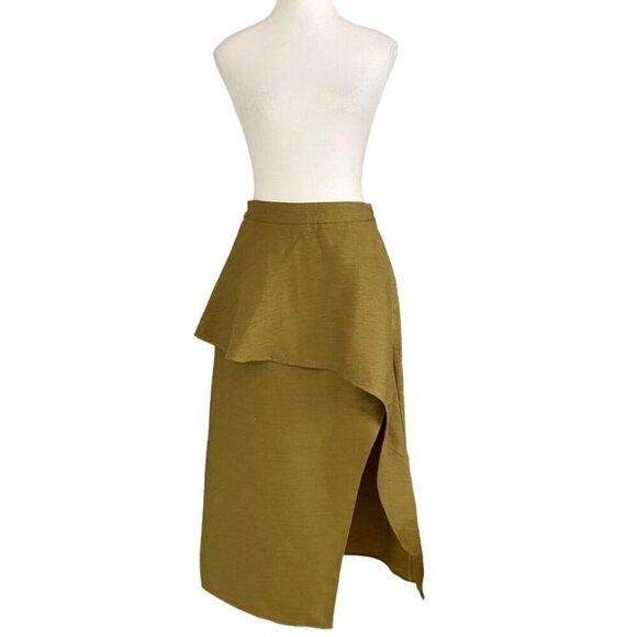 NWT PAUL SMITH PS THE LABEL NOBODY ELSE SKIRT OLIVE LAYERED MAXI SKIRT - S - Picture 1 of 8